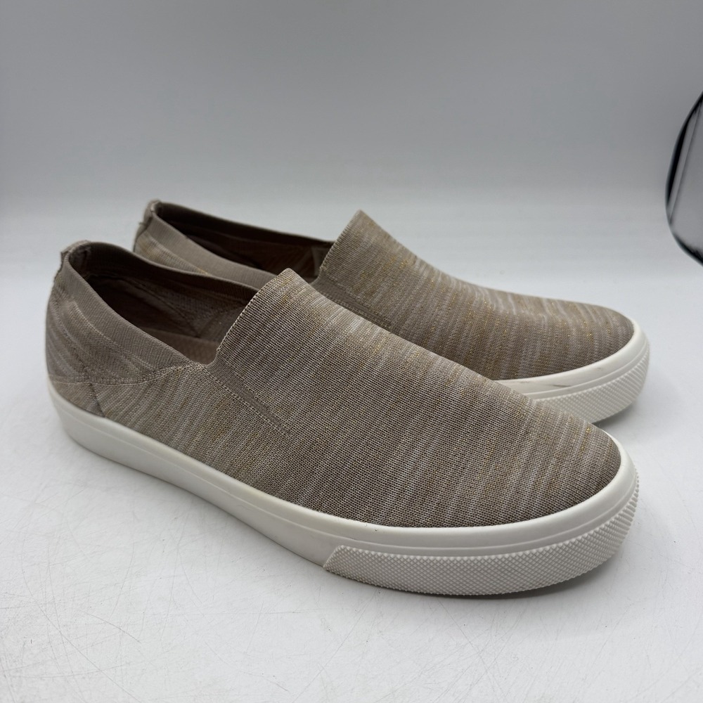 Skechers Street Poppy Blurred Lines Shoes Womens 10 Taupe Glitter Slip On Loafer